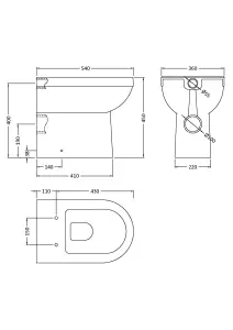 Comfort Height Back To Wall Toilet Pan   - 440mm x 360mm x 540mm