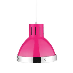 Interiors by Premier Hot Pink and Chrome Bell Shaped Pendant Light