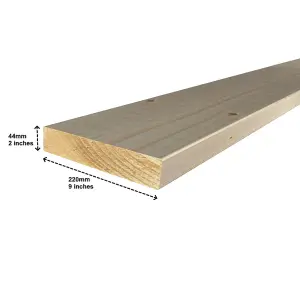 Eased Edge C16 Grade Timber Joists Kiln Dried 44x220mm Untreated Length of 60cm