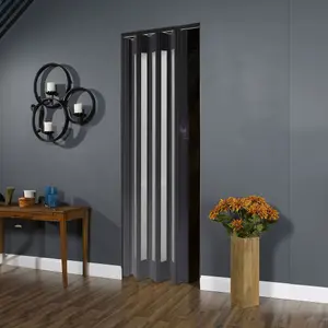 Black PVC Folding Interior Door Indoor Door Accordion Door Thickness 10 mm