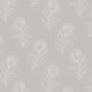 Holden Décor Grey Feather Embossed Wallpaper