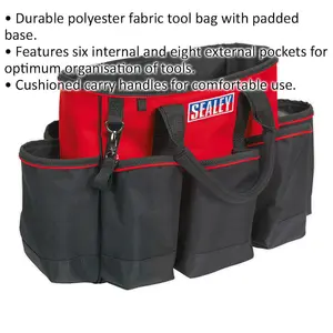 Durable Red Tool Bag with Multiple Pockets and Padded Base - 560x360x460mm