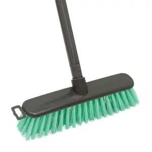 JVL Lightweight Outdoor Hard Bristle Sweeping Brush Broom, Turquoise/Grey