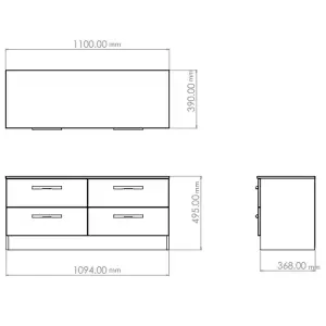 Yarmouth Ready assembled White 4 Drawer Bed box (H)495mm (W)1100mm (D)390mm