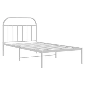 Berkfield Metal Bed Frame with Headboard White 100x190 cm