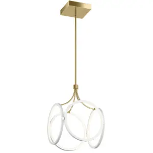 Luminosa Kichler Ciri Integrated LED Pendant Ceiling Light White with Champagne Gold, 3000K