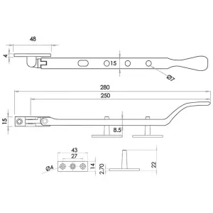 AFIT Polished Brass Victorian Casement Window Stay - 10"/250mm