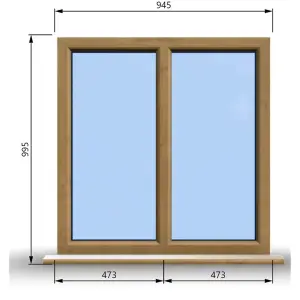 945mm (W) x 995mm (H) Wooden Stormproof Window - 2 Non-Opening Windows - Toughened Safety Glass