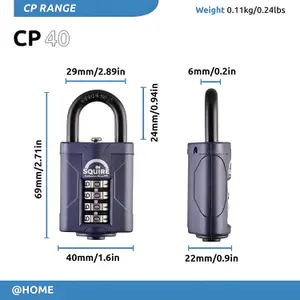 Squire CP40 Black Steel & zinc Combination Padlock (H)70mm (W)40mm