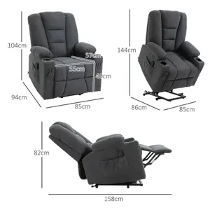 HOMCOM Riser and Recliner Chair w/ Remote, Lift Chair for Elderly, Charcoal Grey