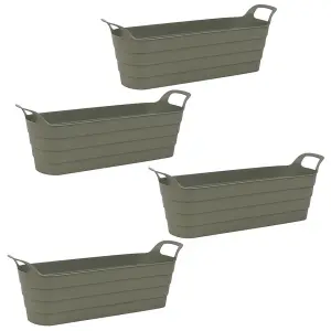 URBNLIVING 44cm Width 4 Pcs Herb Pots with Handles Plastic Flexi Planter Green Flower Box Recycled Troughs