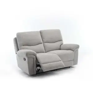 Fosse 2 Seater Manual Recliner Fabric Modern Living Sofa Light Grey