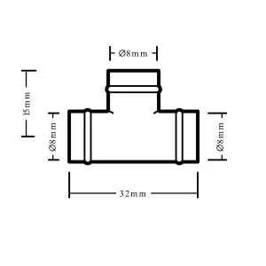 Plumbsure Copper Solder ring Equal Tee (Dia) 8mm x 8mm x 8mm