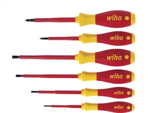 WIHA Electrician Screwdrivers VDE Slotted PH1 PH2 Phillips PZ1 PZ2 Pozi Torx Hex 6 Piece Set 25477