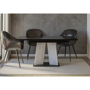 Extendable Dining Table Alekzander Black/Light Grey