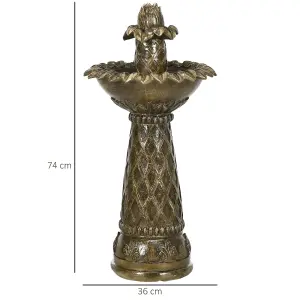 Outsunny 2-Tier Garden Fountain Self-Contained Cascading Water Feature