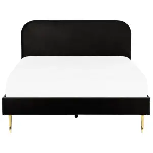 Velvet EU King Size Bed Black FLAYAT