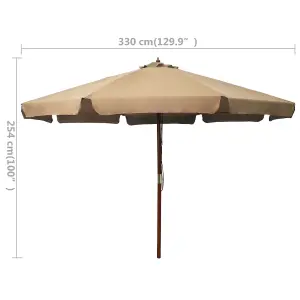 Berkfield Outdoor Parasol with Wooden Pole 330 cm Taupe