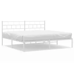 Berkfield Metal Bed Frame with Headboard White 200x200 cm