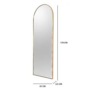 Salma Metal Flat Mirror Satin Brass/Bevel Edge / 170cm H x 61cm W