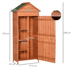 Outsunny 84x52cm Wooden Garden Shed Outdoor Shelves Utility Tool Storage Cabinet