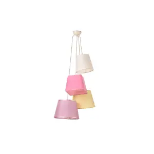 Luminosa Ninetta 4 Light Cluster Pendant Ceiling Light, Ivory, Pink