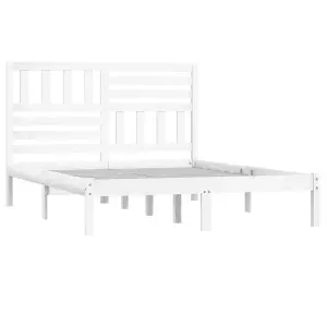 Berkfield Bed Frame White Solid Wood Pine 160x200 cm King Size