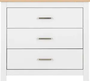 Portland 3 Drawer Chest in White with Oak Effect Finish