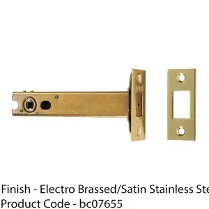 76mm Tubular Deadbolt Lock & 8mm Follower - Electro Brassed Bathroom Turn