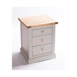 Loreo 3 Drawer Bedside Table Wood Knob