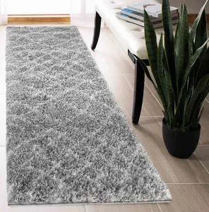 Moroccan Berber Shaggy Rugs Living Room Abstract Grey 60x220 cm