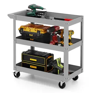 Costway 3-Layer Service Utility Cart Rolling Tool Cart w/ 2 Lockable Universal Wheels