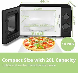 Comfee 700W 20L Countertop Microwave Oven with Dual Knob Control,Black