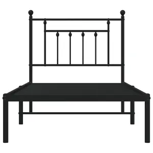 Berkfield Metal Bed Frame with Headboard Black 90x200 cm