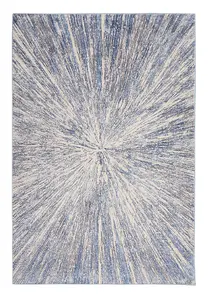 Blue Grey Silky Textures Abstract Optical/ (3D) Modern Rug For Bedroom & Living Room-160cm X 221cm