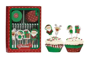 Essentials by Premier Christmas Cupcake Cases And Toppers Set