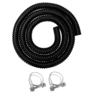 4m length of 25mm flexible corrugated garden pond hose for pumps,filters and waterfalls with matching hose clips