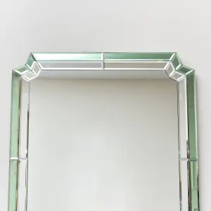 Melody Maison Rectangle Green Glass Art Deco Wall Mirror 60cm x 100cm