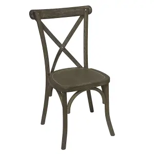 Cross Back Dining Chair - Oak - L41 x W45 x H90 cm - Brown