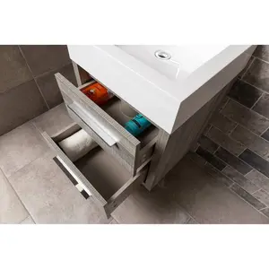 Walker 600mm Single Bathroom Vanity with Integrated Resin Basin Grey Ash