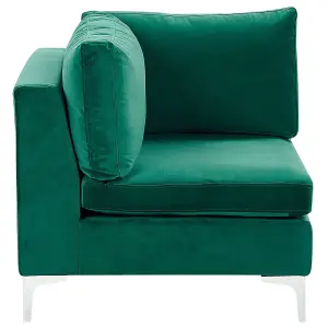 3 Seater Modular Velvet Sofa with Ottoman Green EVJA