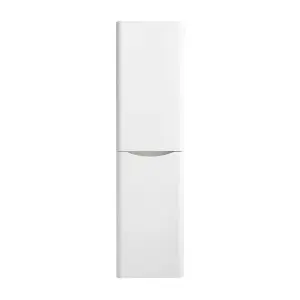 Eden Wall Mounted Tall Storage Unit in Gloss White (Right Hand)