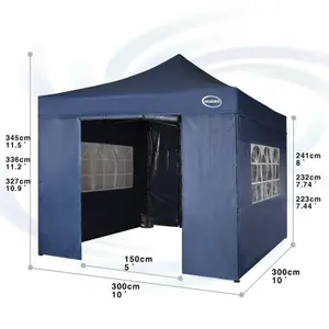 MCC Direct Maximus 3x3 Heavy Duty Pop up Blue Gazebo With Sides