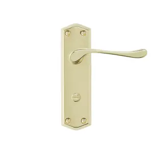 Colours Sheya Polished Brass effect Aluminium Scroll WC Door handle (L)111mm (D)86mm, Pair