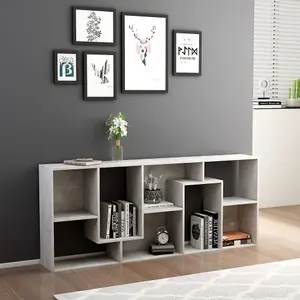 Berkfield Book Cabinet Concrete Grey 67x24x161 cm Engineered Wood