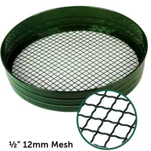 Large Garden Mesh Riddle Sieve Metal Strong Riddle for soil and potting shed sifting tool - 37cm - 12mm Mesh