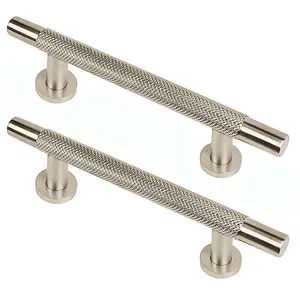 CH445 Knurled T Bar Pull Handle, Satin Nickel, 96mm Centres, Pack of 2