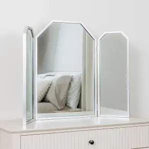 Melody Maison Silver Hexagon Triple Dressing Table Mirror 82cm x 59cm