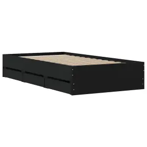 Berkfield Bed Frame with Drawers without Mattress Black 100x200 cm