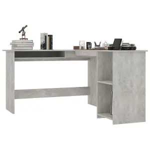 Berkfield L-Shaped Corner Desk Concrete Grey 120x140x75 cm Engineered Wood